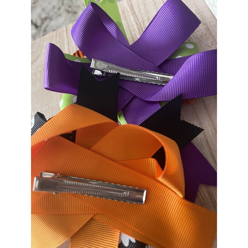 Halloween Girls Hair Bows 2 Total Black Cat & Spider No Tag - New - Picture 7 of 10